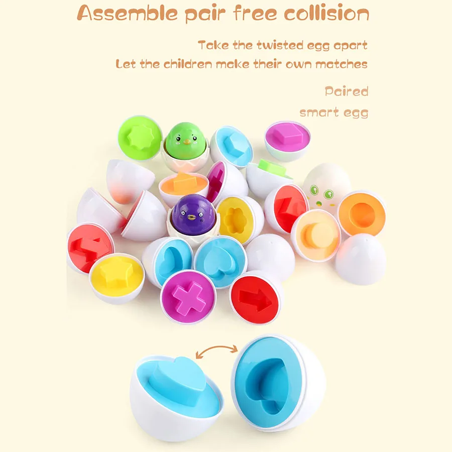 Montessori Eggs 3D Puzzle Learning Education Math Toys Kids Shape Match Smart Game for Children Educational Easter Gifts for Kid
