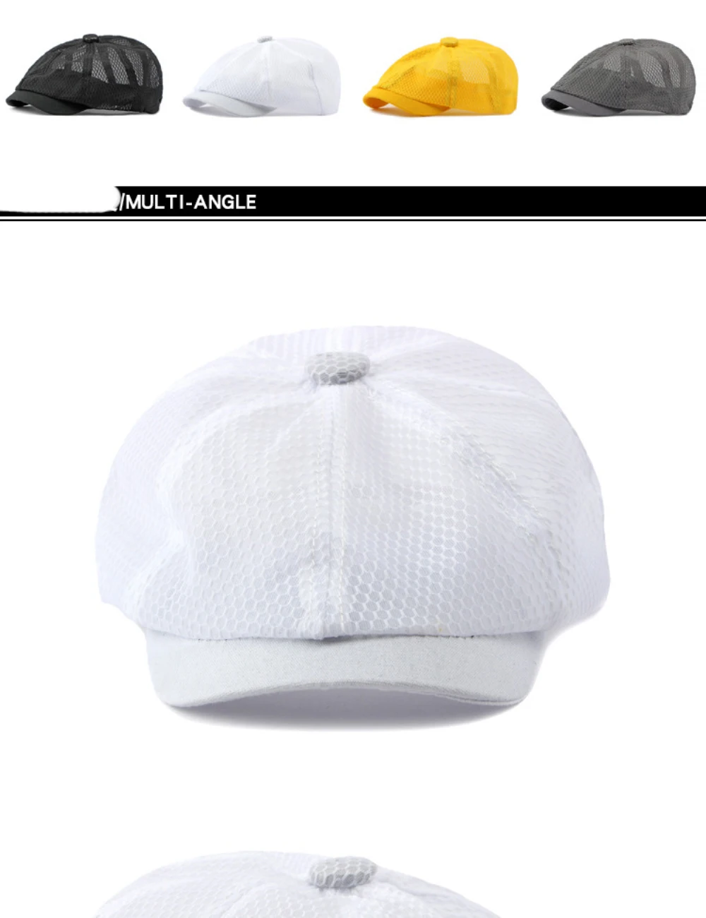 HT4364 Spring Summer Breathable Mesh Flat Cap Men Women Octagonal Cap Artist Painter Beret Hat Male Female Solid Plain Beret Cap