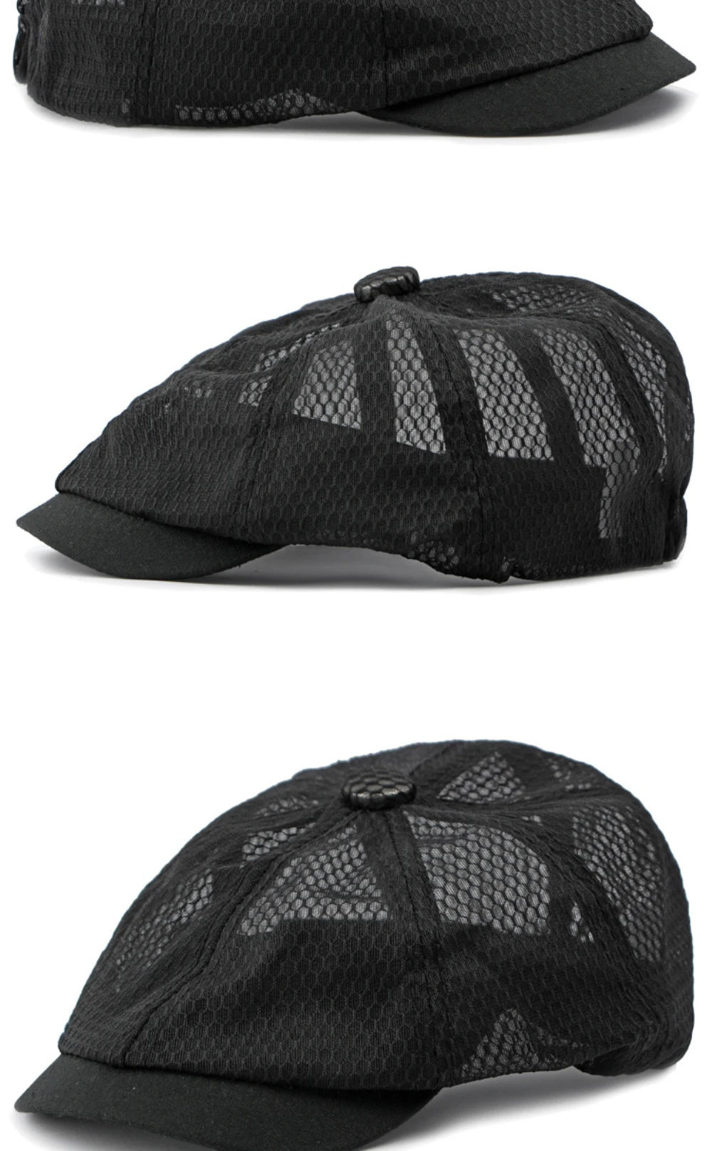 HT4364 Spring Summer Breathable Mesh Flat Cap Men Women Octagonal Cap Artist Painter Beret Hat Male Female Solid Plain Beret Cap