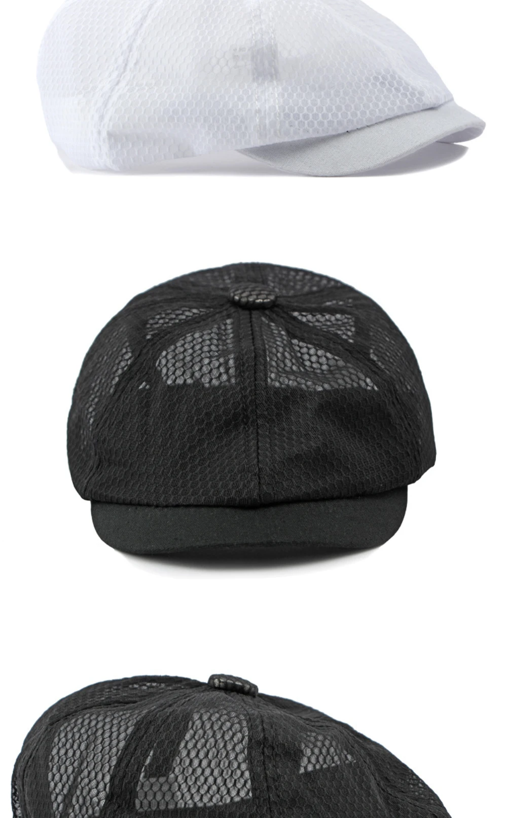 HT4364 Spring Summer Breathable Mesh Flat Cap Men Women Octagonal Cap Artist Painter Beret Hat Male Female Solid Plain Beret Cap
