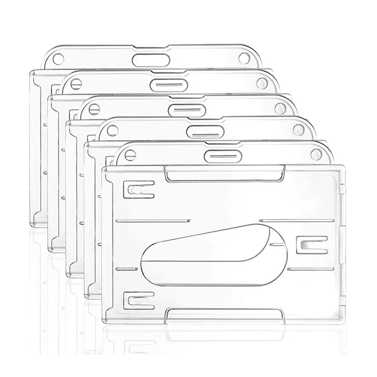 Transparent Cards Slots ID Tag Badge Holder with Badge Reel Cards Storage Organizer Employee Pass Work Card Case Sleeve