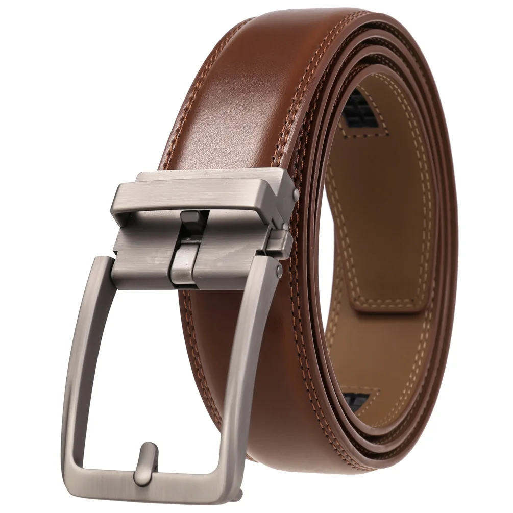 3.5cm Width Click Belts for Men Brand Designer Automatic Buckle Genuine Leather Men's Jeans High Quality Waist Strap 90-130cm