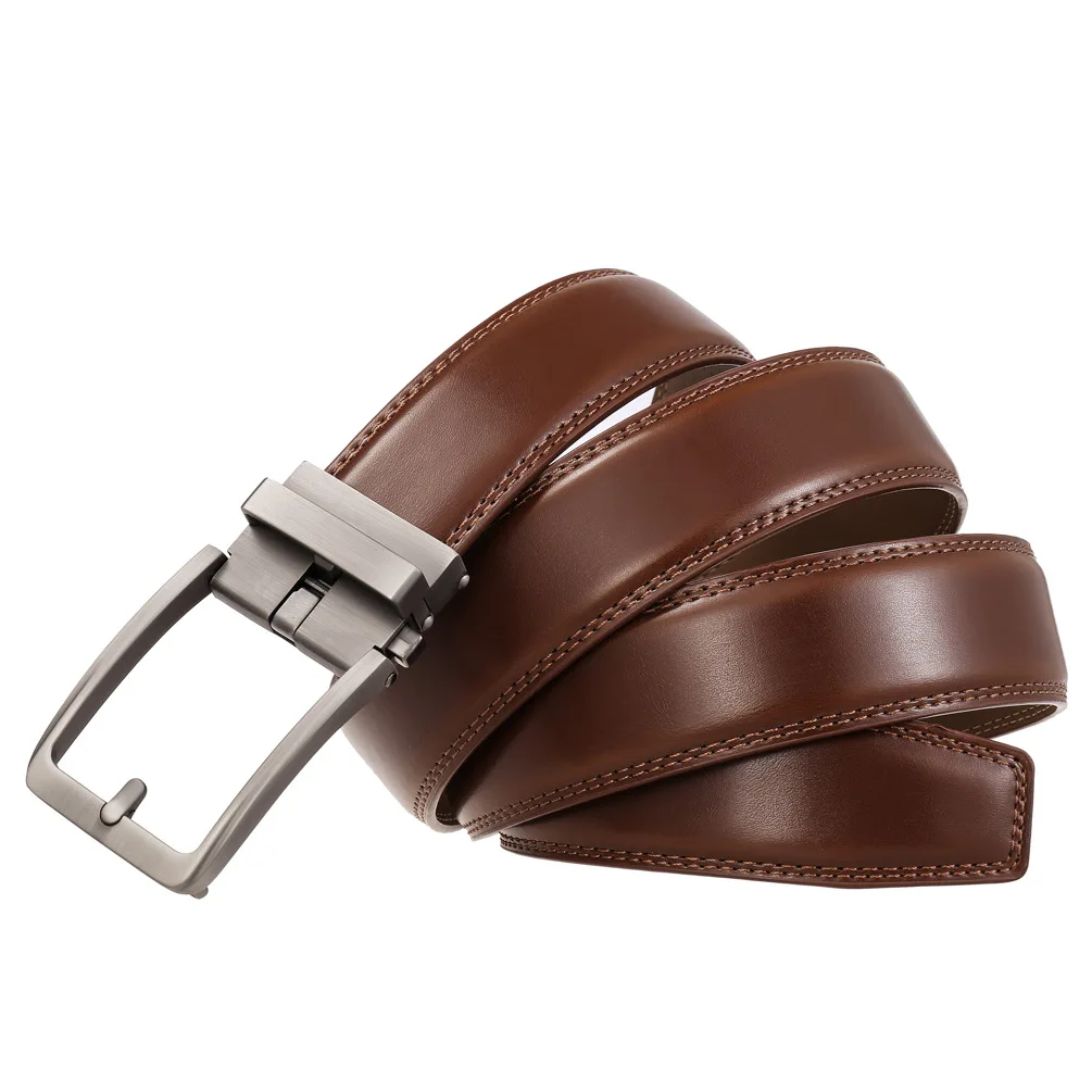 3.5cm Width Click Belts for Men Brand Designer Automatic Buckle Genuine Leather Men's Jeans High Quality Waist Strap 90-130cm