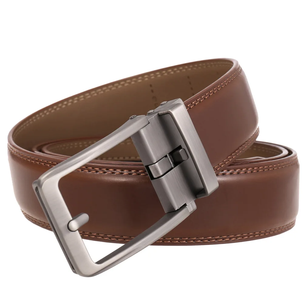 3.5cm Width Click Belts for Men Brand Designer Automatic Buckle Genuine Leather Men's Jeans High Quality Waist Strap 90-130cm