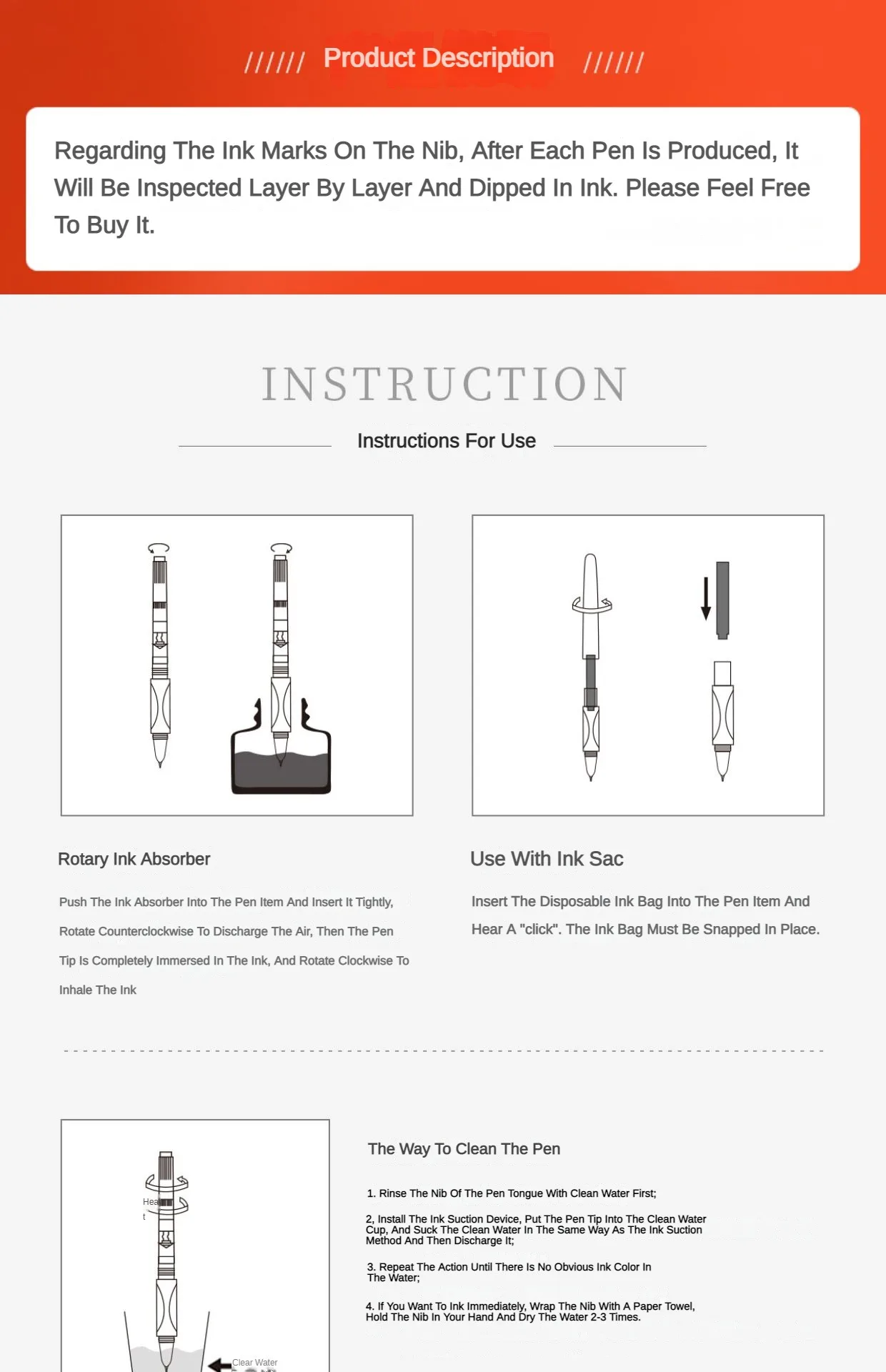 JINHAO Rotary Ink Absorber Supplies 3.4/2.6mm Caliber Ink Converter Fountain Pen Ink Suction Device Stationery Office Supplies