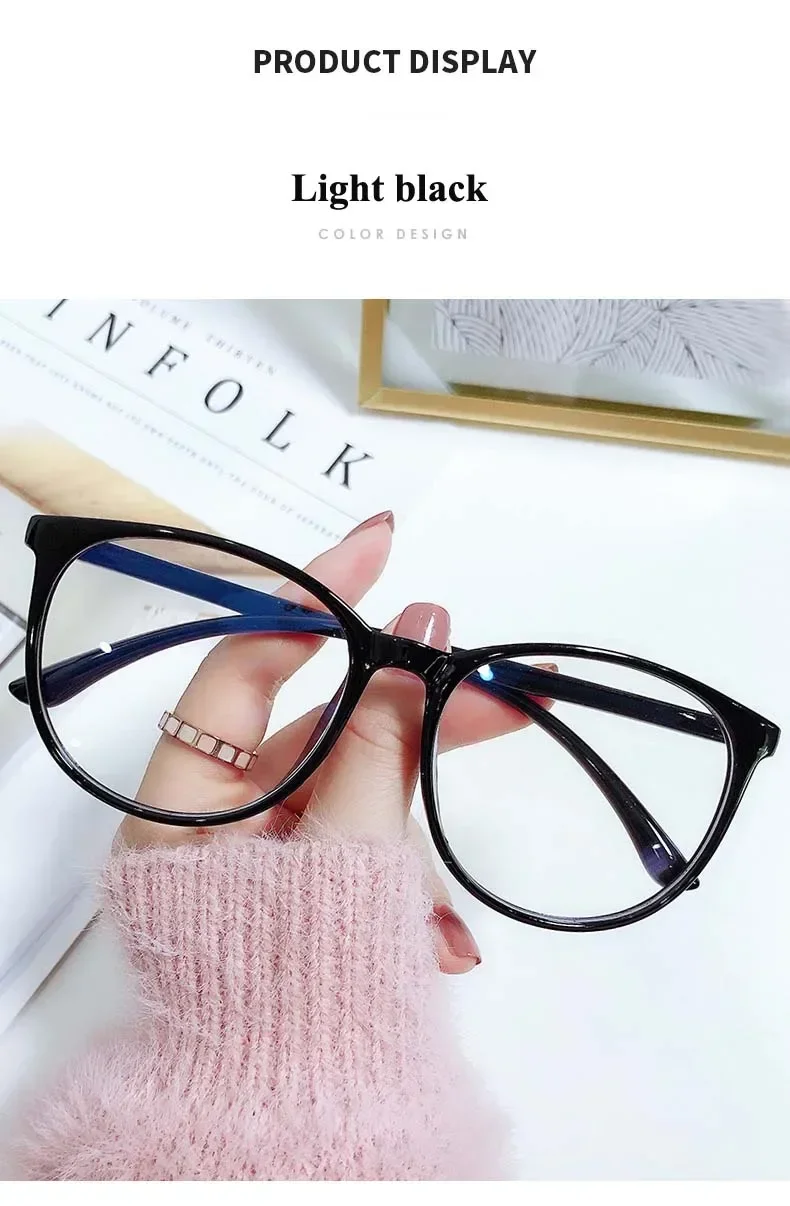 Ultra Light Anti Blue Light Near Sight Glasses New Trendy Large Frame Myopia Glasses Clear Lens Oversized Short Sight Glasses