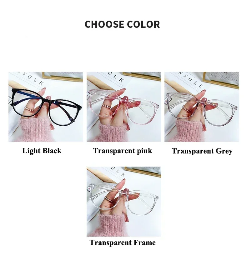 Ultra Light Anti Blue Light Near Sight Glasses New Trendy Large Frame Myopia Glasses Clear Lens Oversized Short Sight Glasses