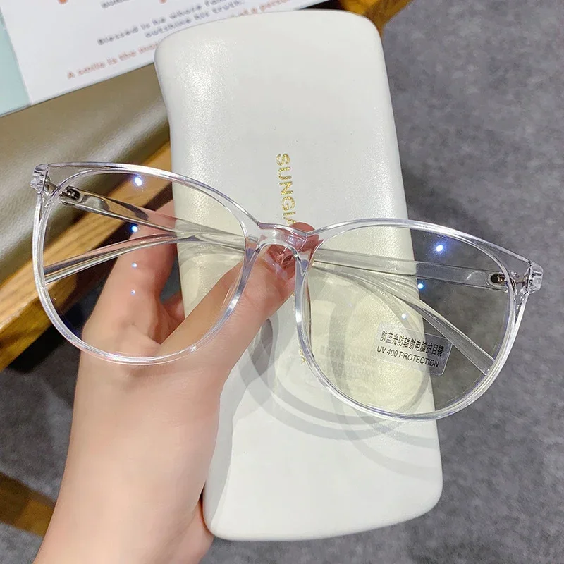 Ultra Light Anti Blue Light Near Sight Glasses New Trendy Large Frame Myopia Glasses Clear Lens Oversized Short Sight Glasses