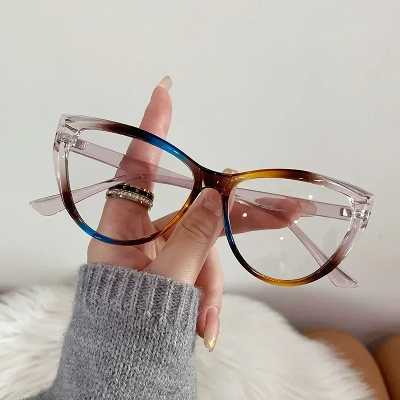 New Fashion Ladies Cat Eye Frame Myopia Glasses Luxury Design Blue Light Blocking Minus Eyeglasses Near Sight Eyewear 0 To -4.0