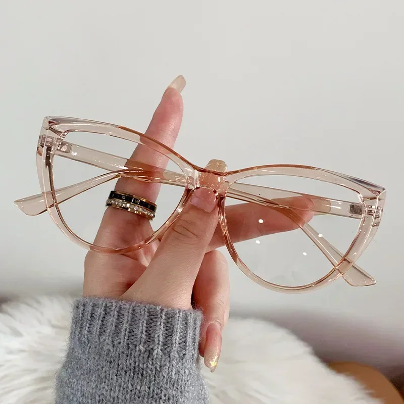 New Fashion Ladies Cat Eye Frame Myopia Glasses Luxury Design Blue Light Blocking Minus Eyeglasses Near Sight Eyewear 0 To -4.0