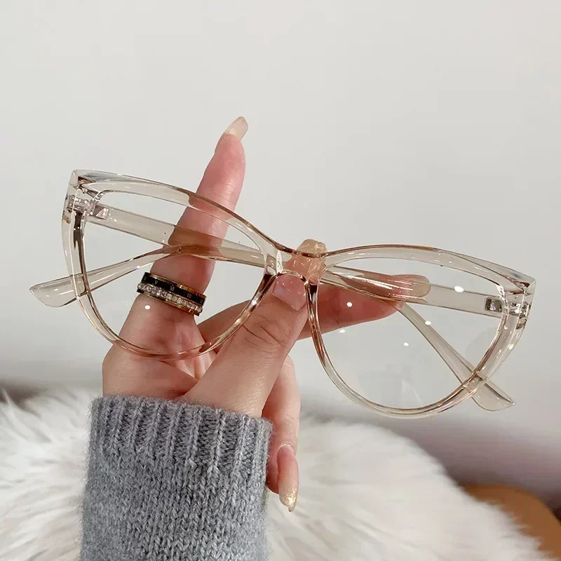 New Fashion Ladies Cat Eye Frame Myopia Glasses Luxury Design Blue Light Blocking Minus Eyeglasses Near Sight Eyewear 0 To -4.0