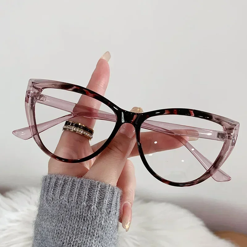 New Fashion Ladies Cat Eye Frame Myopia Glasses Luxury Design Blue Light Blocking Minus Eyeglasses Near Sight Eyewear 0 To -4.0