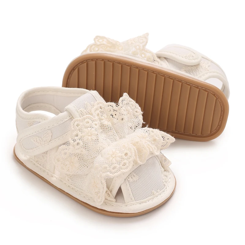 Summer girl baby sandals 0-1 year old baby walking shoes sweet princess shoes breathable toe wrap non slip soft sole