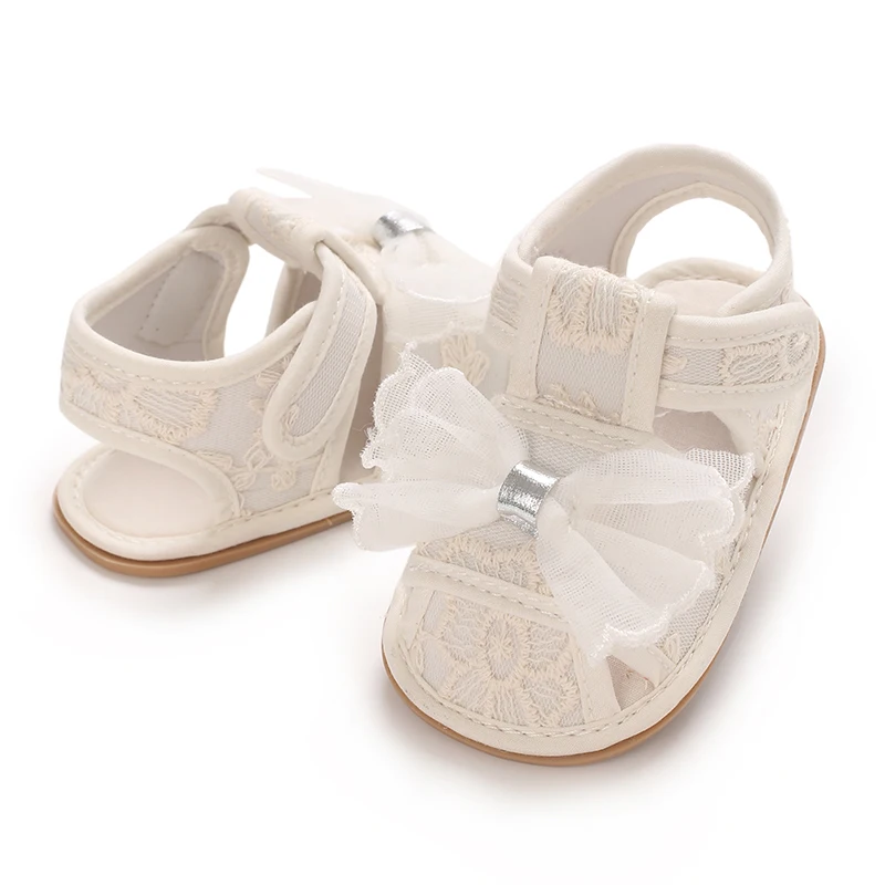 Summer girl baby sandals 0-1 year old baby walking shoes sweet princess shoes breathable toe wrap non slip soft sole