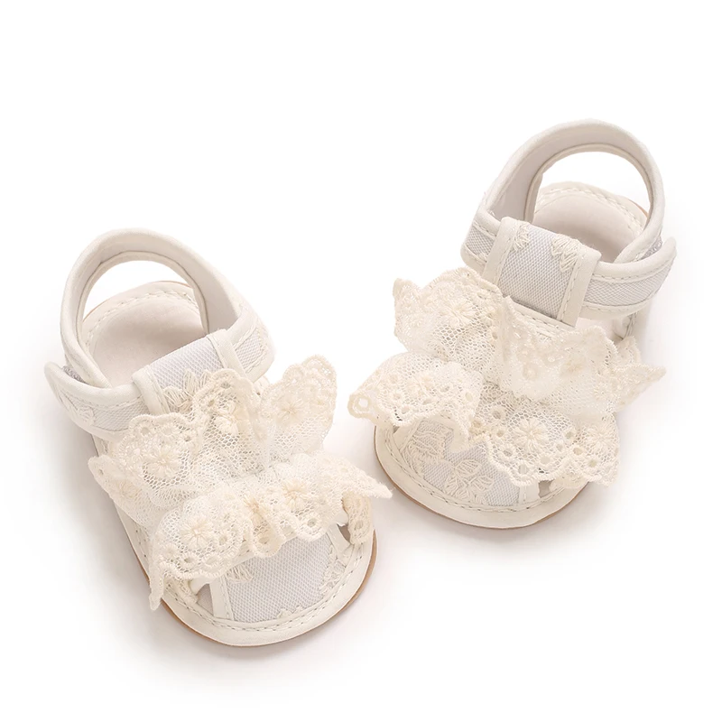 Summer girl baby sandals 0-1 year old baby walking shoes sweet princess shoes breathable toe wrap non slip soft sole