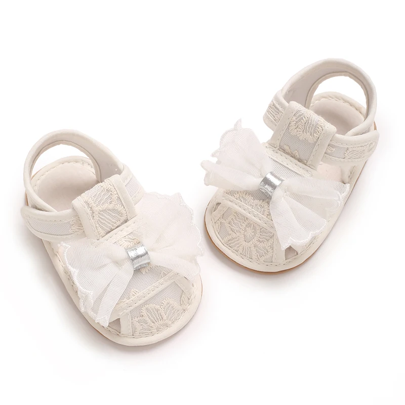 Summer girl baby sandals 0-1 year old baby walking shoes sweet princess shoes breathable toe wrap non slip soft sole