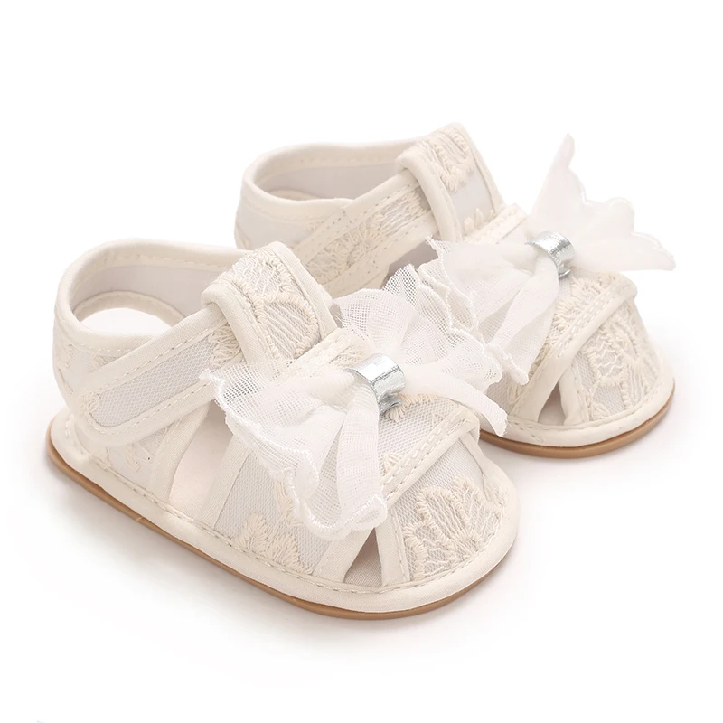 Summer girl baby sandals 0-1 year old baby walking shoes sweet princess shoes breathable toe wrap non slip soft sole