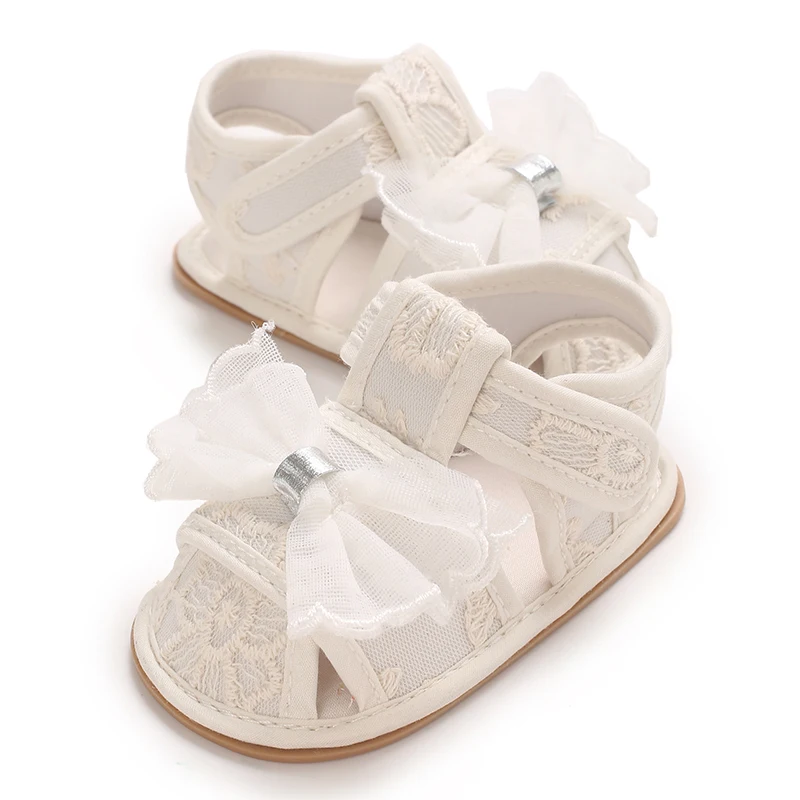 Summer girl baby sandals 0-1 year old baby walking shoes sweet princess shoes breathable toe wrap non slip soft sole