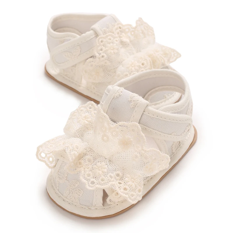 Summer girl baby sandals 0-1 year old baby walking shoes sweet princess shoes breathable toe wrap non slip soft sole