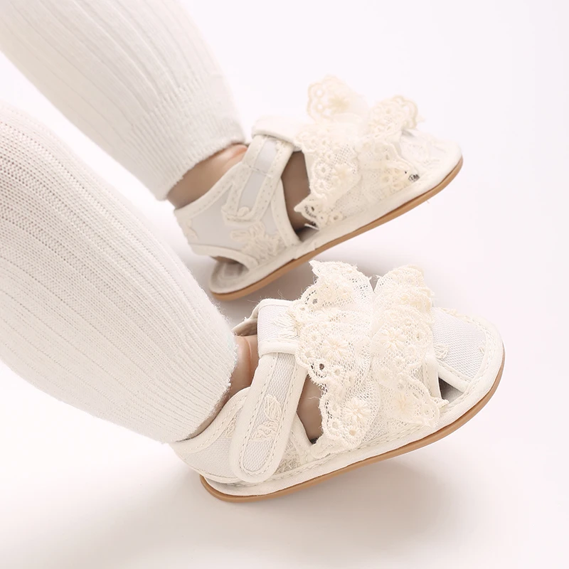 Summer girl baby sandals 0-1 year old baby walking shoes sweet princess shoes breathable toe wrap non slip soft sole
