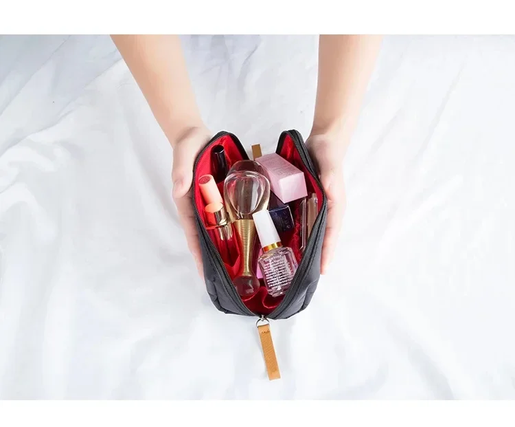 2024 New Women's Small Bag Toiletry Bag Portable Mini Solid Color Korean Makeup Bag Large Capacity Waterproof Storage Clutch Bag