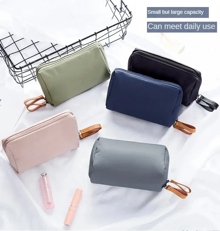2024 New Women's Small Bag Toiletry Bag Portable Mini Solid Color Korean Makeup Bag Large Capacity Waterproof Storage Clutch Bag