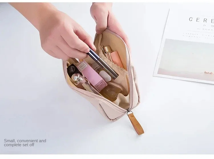 2024 New Women's Small Bag Toiletry Bag Portable Mini Solid Color Korean Makeup Bag Large Capacity Waterproof Storage Clutch Bag