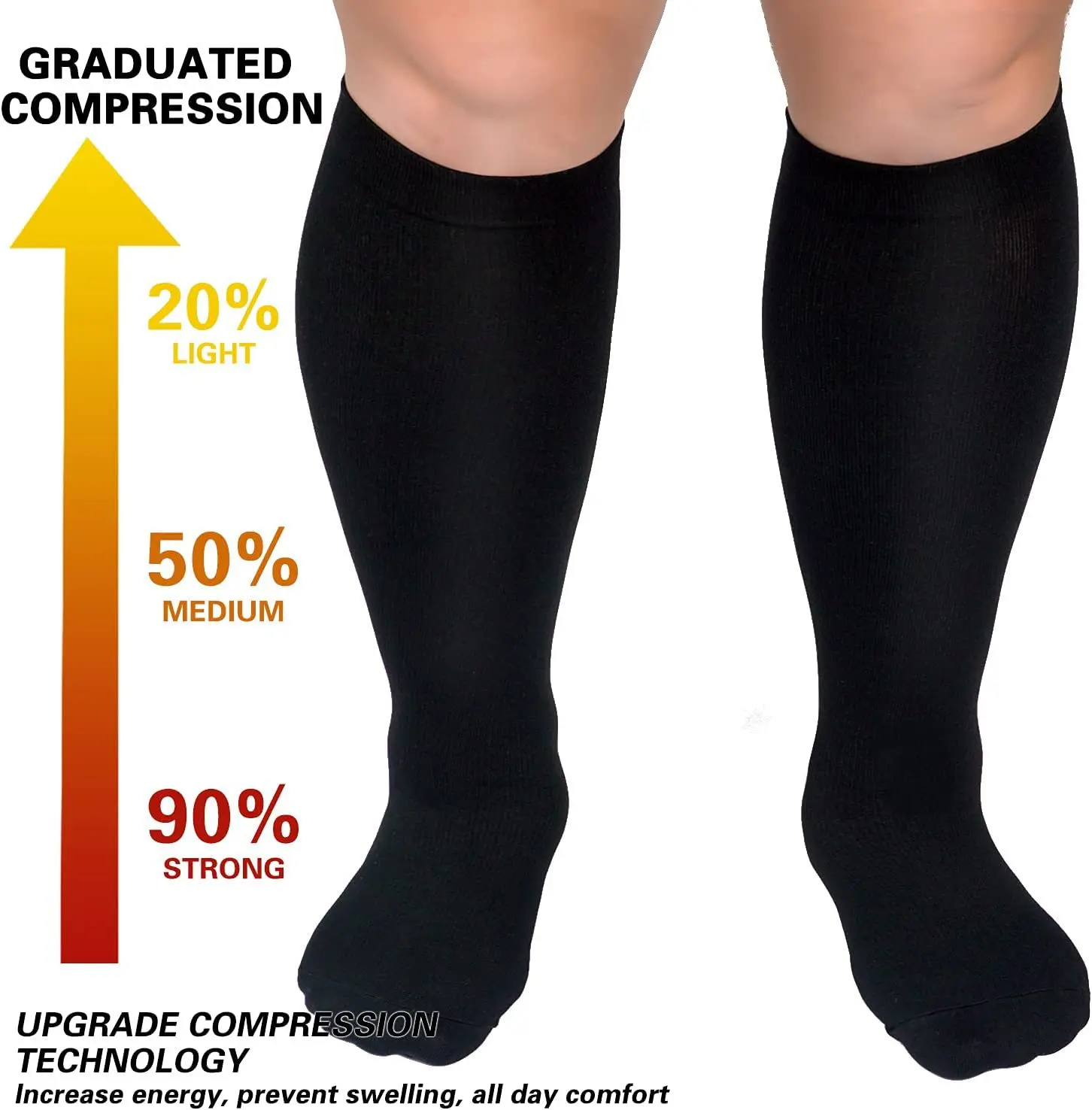 2XL-7XL Plus Size Compression Socks Solid Color Women Men Sports Running Yoga Extra Size Fat Sock for Sports Fitness Weight Loss