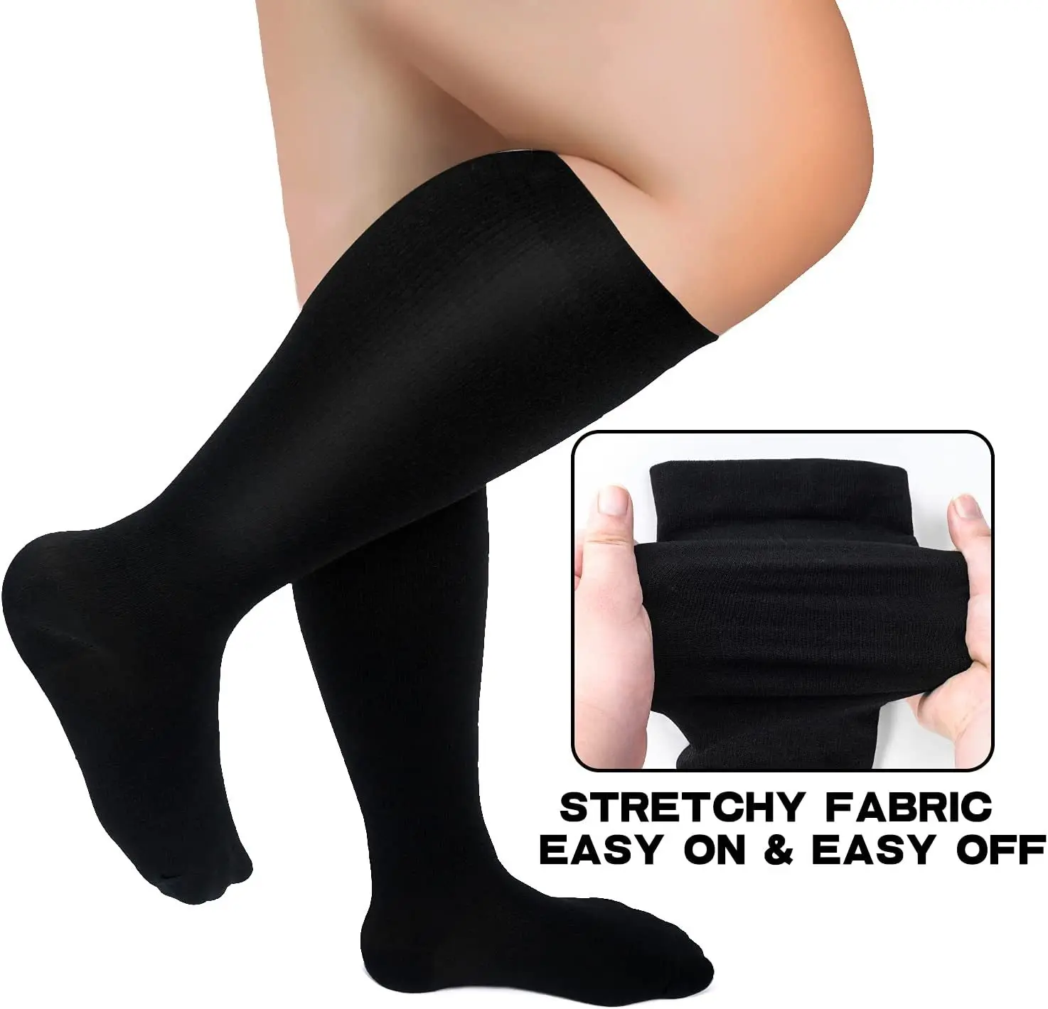 2XL-7XL Plus Size Compression Socks Solid Color Women Men Sports Running Yoga Extra Size Fat Sock for Sports Fitness Weight Loss