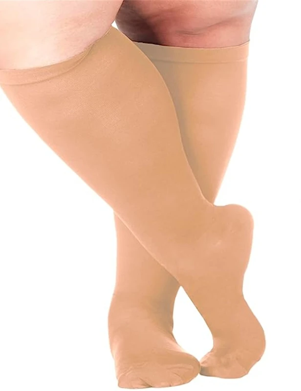 2XL-7XL Plus Size Compression Socks Solid Color Women Men Sports Running Yoga Extra Size Fat Sock for Sports Fitness Weight Loss