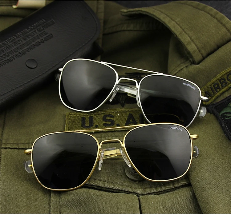 Pilot RE Randolph Sunglasses Men Top Quality Sun Glasses For Male American Army Military Glass Lens AO Lens Oculos