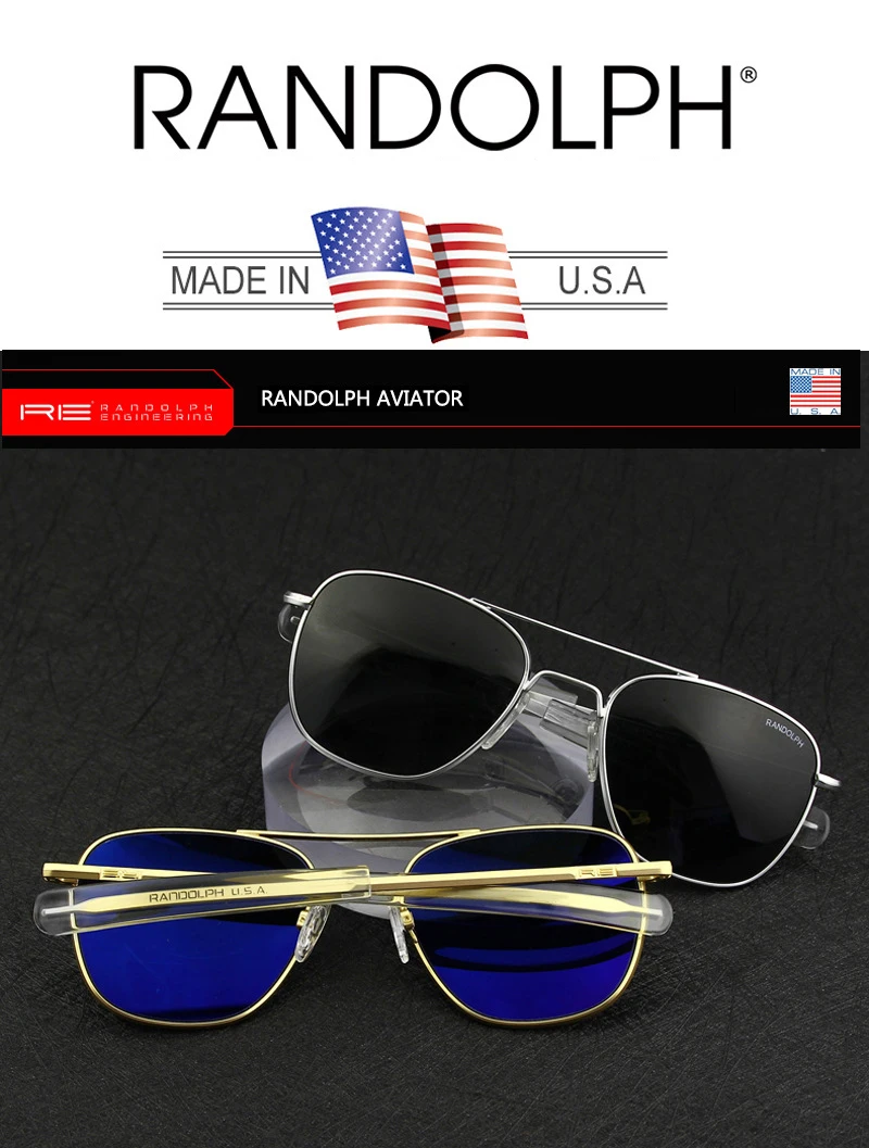 Pilot RE Randolph Sunglasses Men Top Quality Sun Glasses For Male American Army Military Glass Lens AO Lens Oculos