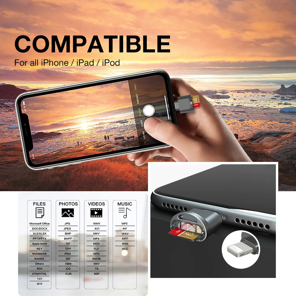 Micro TF SD Card Reader Converter For IPhone IPad OTG To Micro SD Card Reader Viewer Adapter Memory Card Reading Support IOS 13