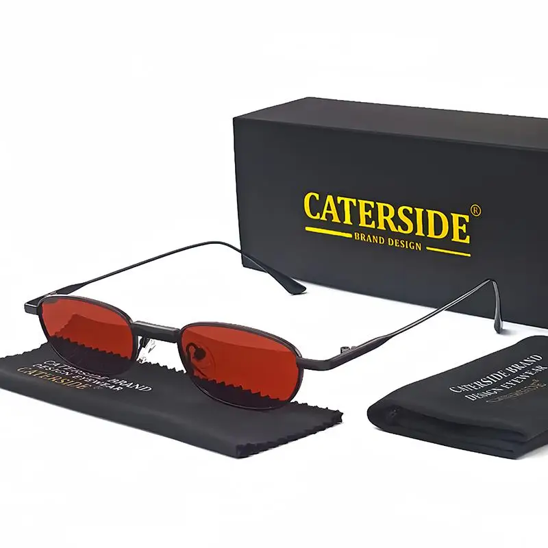 CATERSIDE Polarized Small Sunglasses Men Rectangle Punk Brand Design Sun Glasses for Women Driving Party Eyewear Holiday Gifts