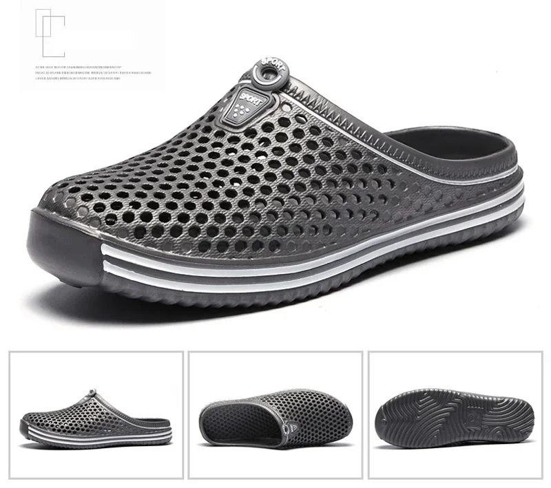 Men Shoes 2024 Beach Slippers Unisex Hollow Out Casual Women Beach Sandal Flip Flops Shoes Non-slip Size 36-45 Mens Slippers