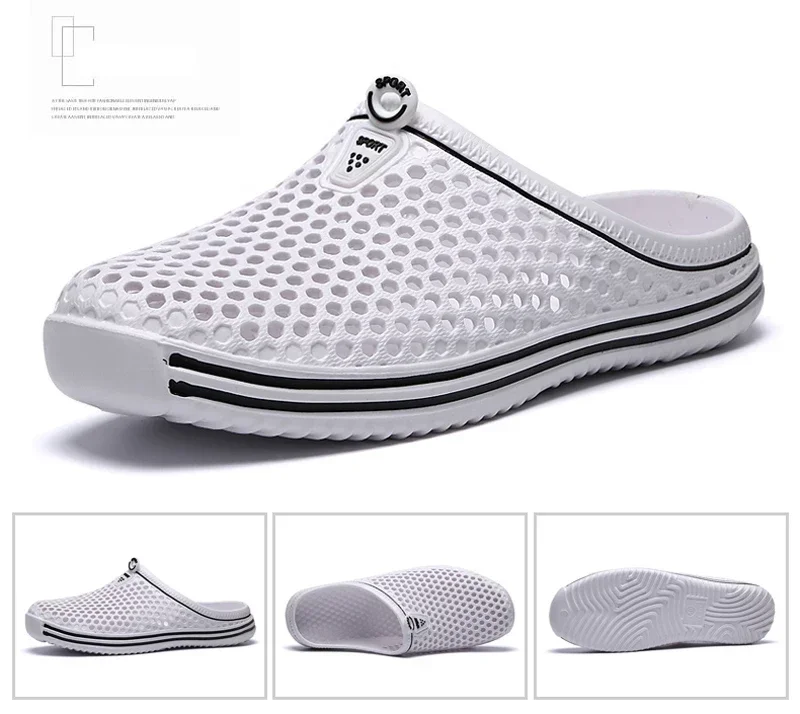 Men Shoes 2024 Beach Slippers Unisex Hollow Out Casual Women Beach Sandal Flip Flops Shoes Non-slip Size 36-45 Mens Slippers
