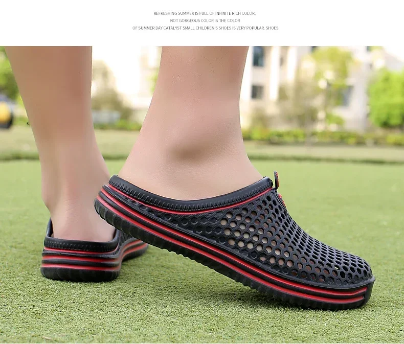 Men Shoes 2024 Beach Slippers Unisex Hollow Out Casual Women Beach Sandal Flip Flops Shoes Non-slip Size 36-45 Mens Slippers