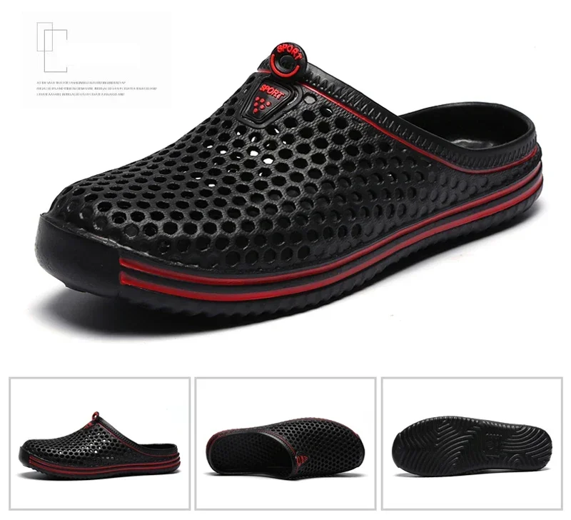 Men Shoes 2024 Beach Slippers Unisex Hollow Out Casual Women Beach Sandal Flip Flops Shoes Non-slip Size 36-45 Mens Slippers