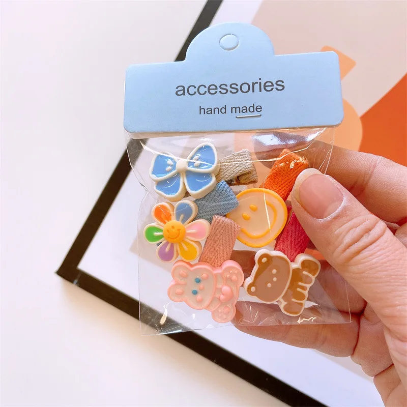 5 Pcs/Set Cute Baby Girls Small Hair Clips Heart mini hairclip Flower hairpin Princess Hair pins Hair Accessories For Kids Girls