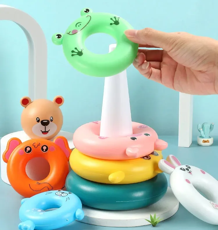 New Baby Toys 0-12 Montns Puzzle Pyramid Tower Cup Stacking Toys Montessori Educational Beach Kids Pool Bathtub Toy Kids Gift