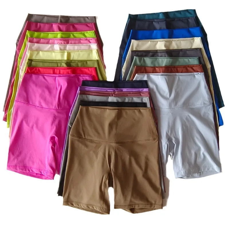 Women Sports Shorts High Waist Yoga Shorts Slim Fit Butt Lift Gym Running High Elastic Nylon Shorts