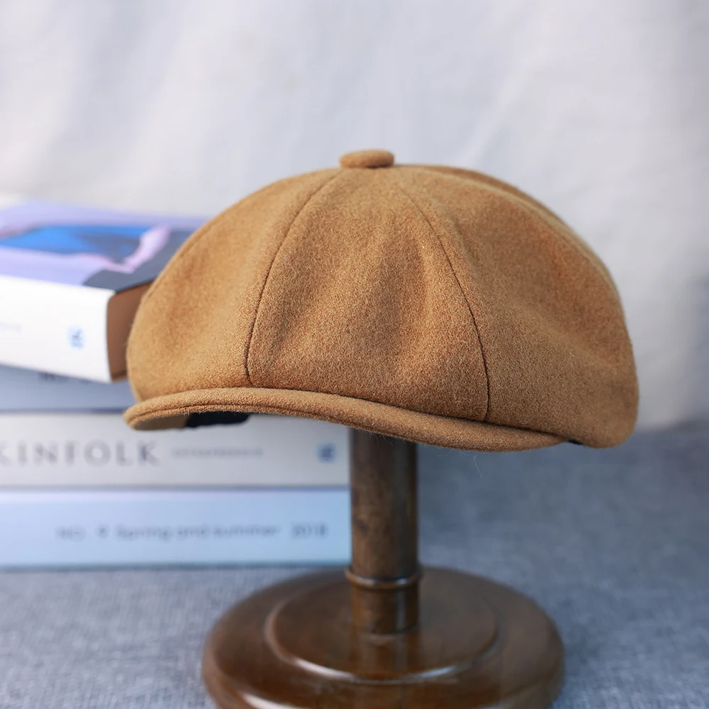 New Wool Newsboy Cap Black Khaki Men Women British Gatsby Retro Hat Driver Flat Cap for Male Vintage Beret for Men 009