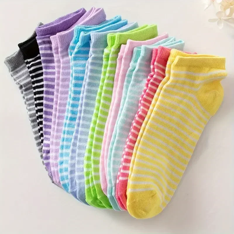 10/15/20/30/40/Pairs Heart Print Socks, Valentine's Day Candy Colored Ankle Socks, Women's Stockings & Hosiery