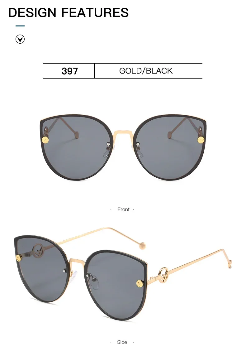 Retro Metal Cat Eye Sunglasses Women Men Small Frame Trend Cateye Sun Glasses Female Decorative Sunglass uv400