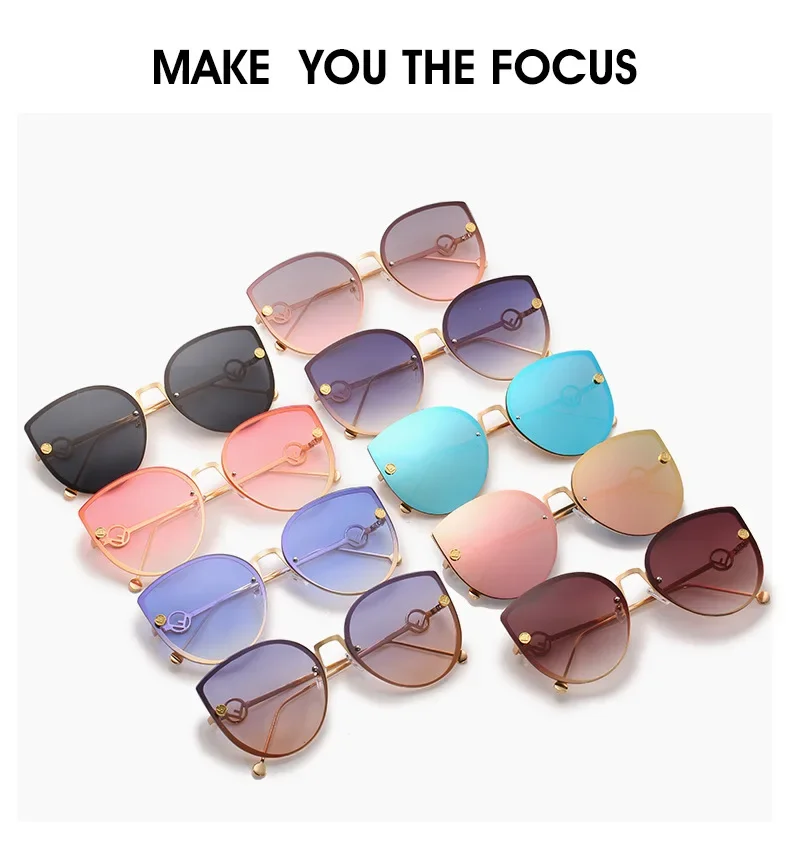 Retro Metal Cat Eye Sunglasses Women Men Small Frame Trend Cateye Sun Glasses Female Decorative Sunglass uv400
