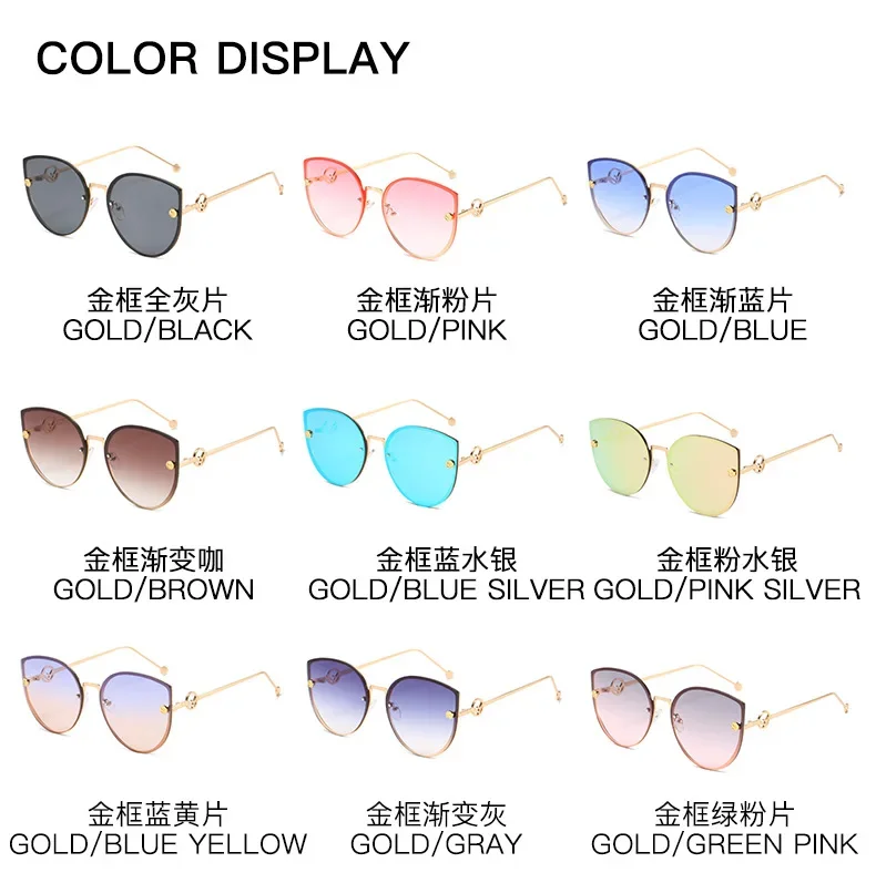 Retro Metal Cat Eye Sunglasses Women Men Small Frame Trend Cateye Sun Glasses Female Decorative Sunglass uv400