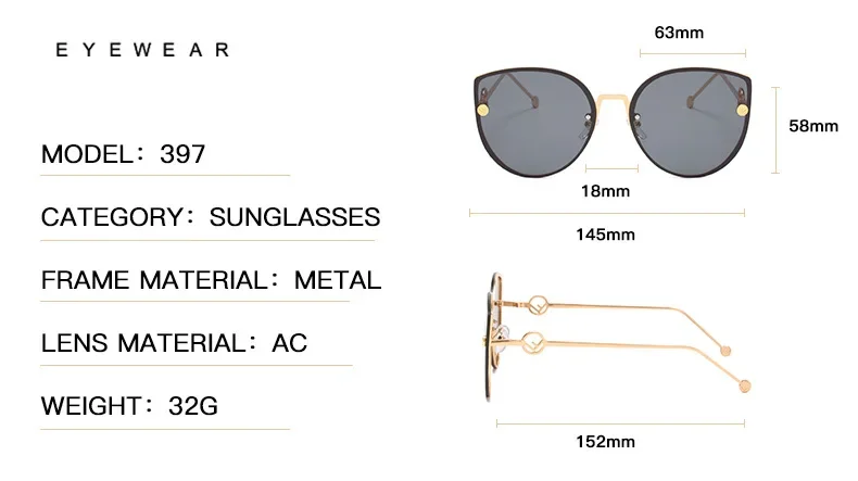 Retro Metal Cat Eye Sunglasses Women Men Small Frame Trend Cateye Sun Glasses Female Decorative Sunglass uv400