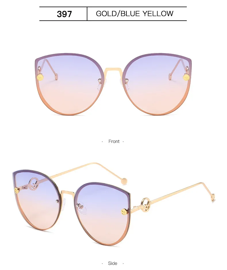 Retro Metal Cat Eye Sunglasses Women Men Small Frame Trend Cateye Sun Glasses Female Decorative Sunglass uv400