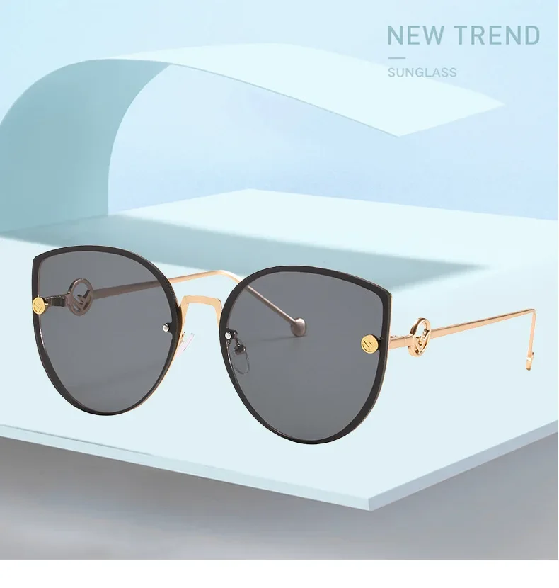 Retro Metal Cat Eye Sunglasses Women Men Small Frame Trend Cateye Sun Glasses Female Decorative Sunglass uv400