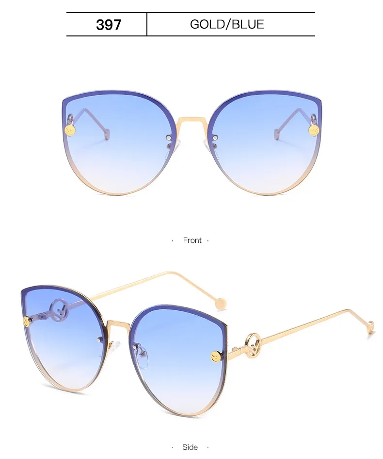 Retro Metal Cat Eye Sunglasses Women Men Small Frame Trend Cateye Sun Glasses Female Decorative Sunglass uv400